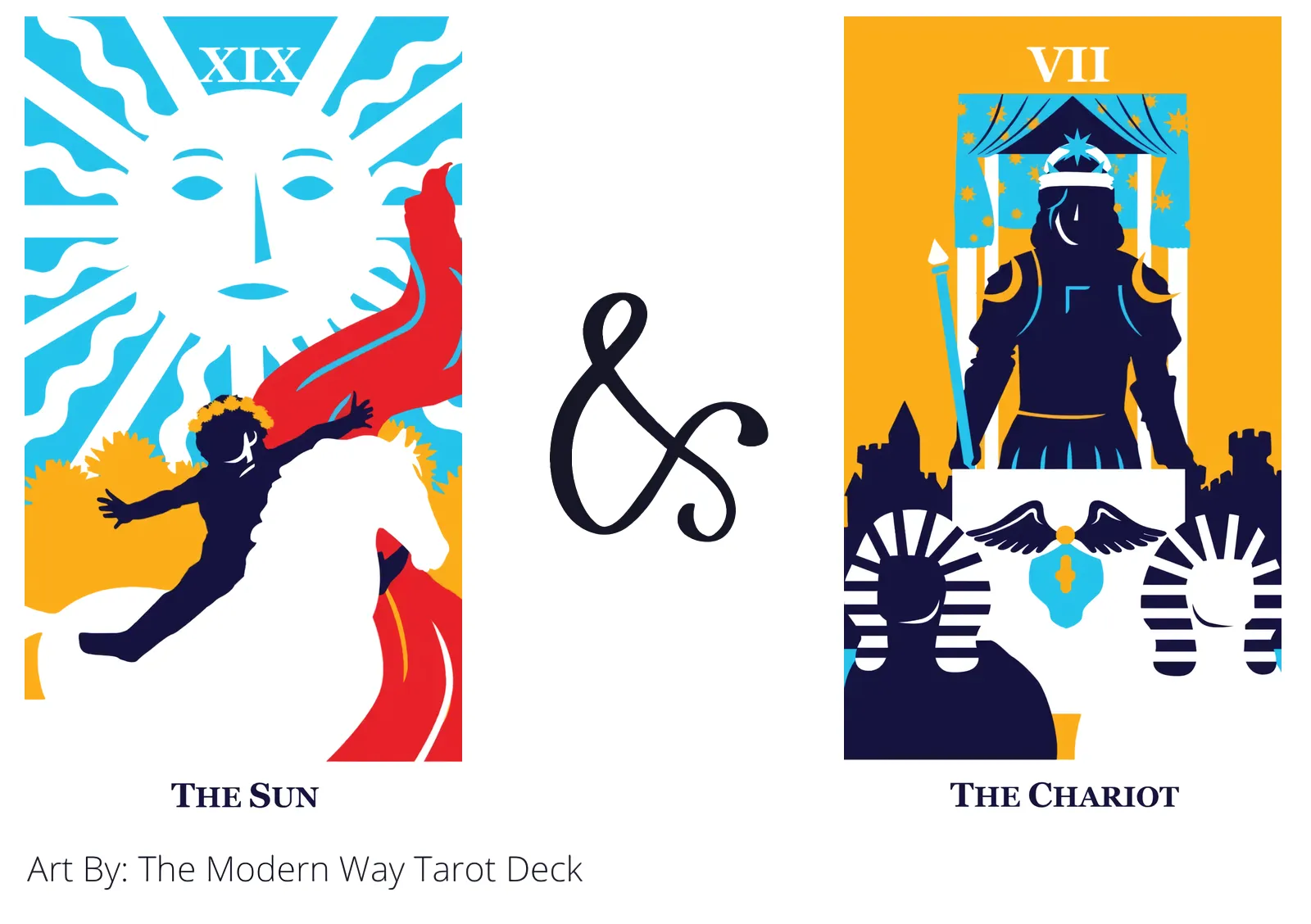 the sun and the chariot tarot cards together