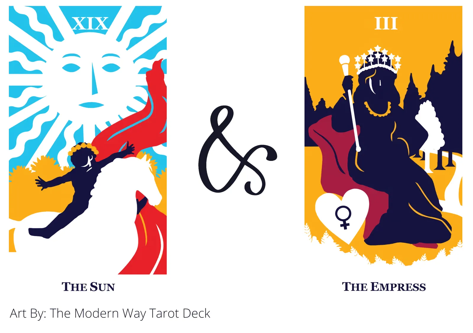 the sun and the empress tarot cards together