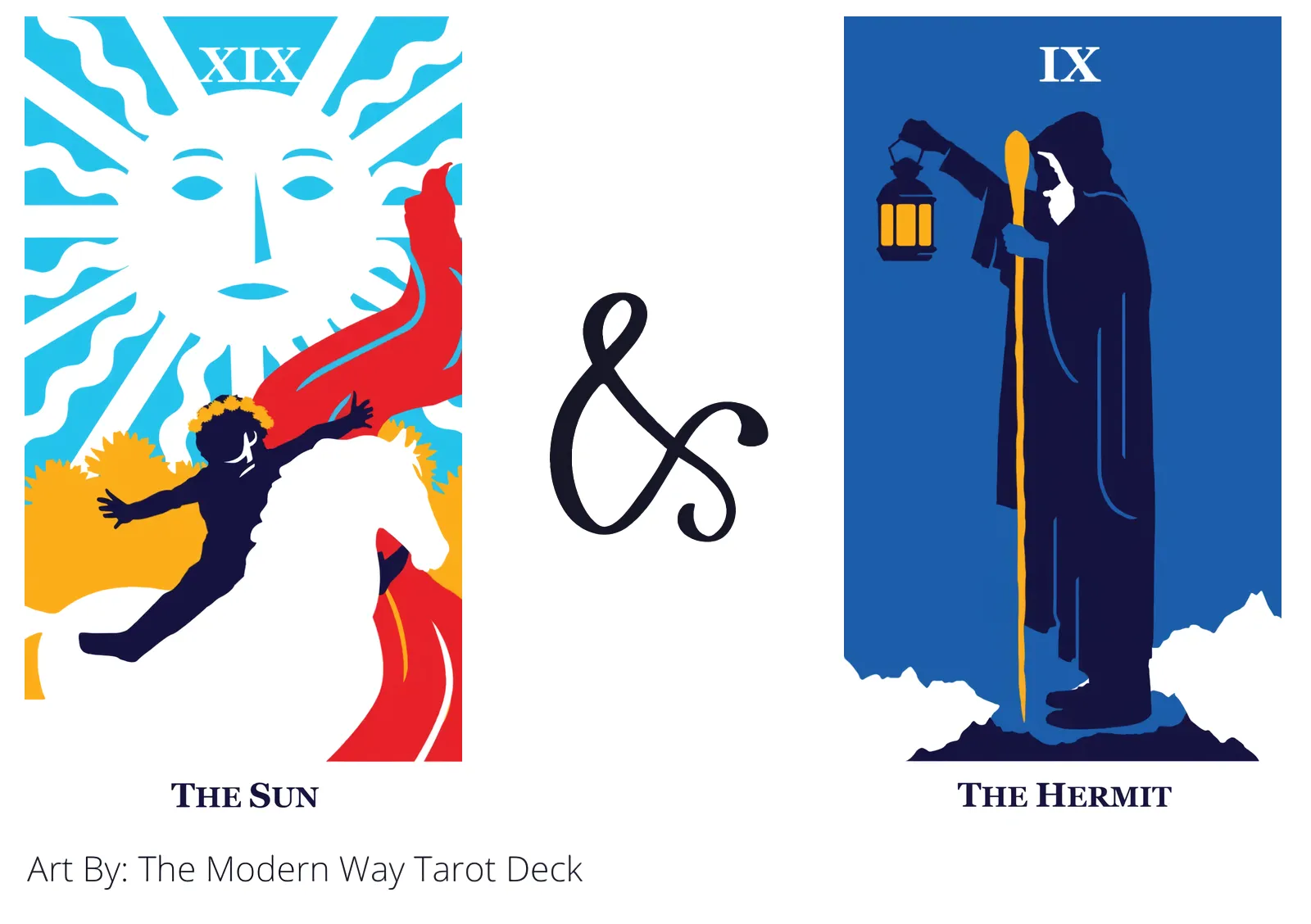 the sun and the hermit tarot cards together