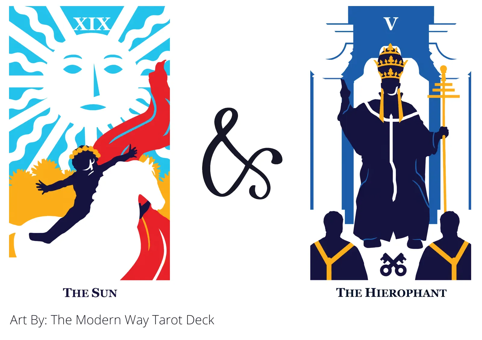 the sun and the hierophant tarot cards together