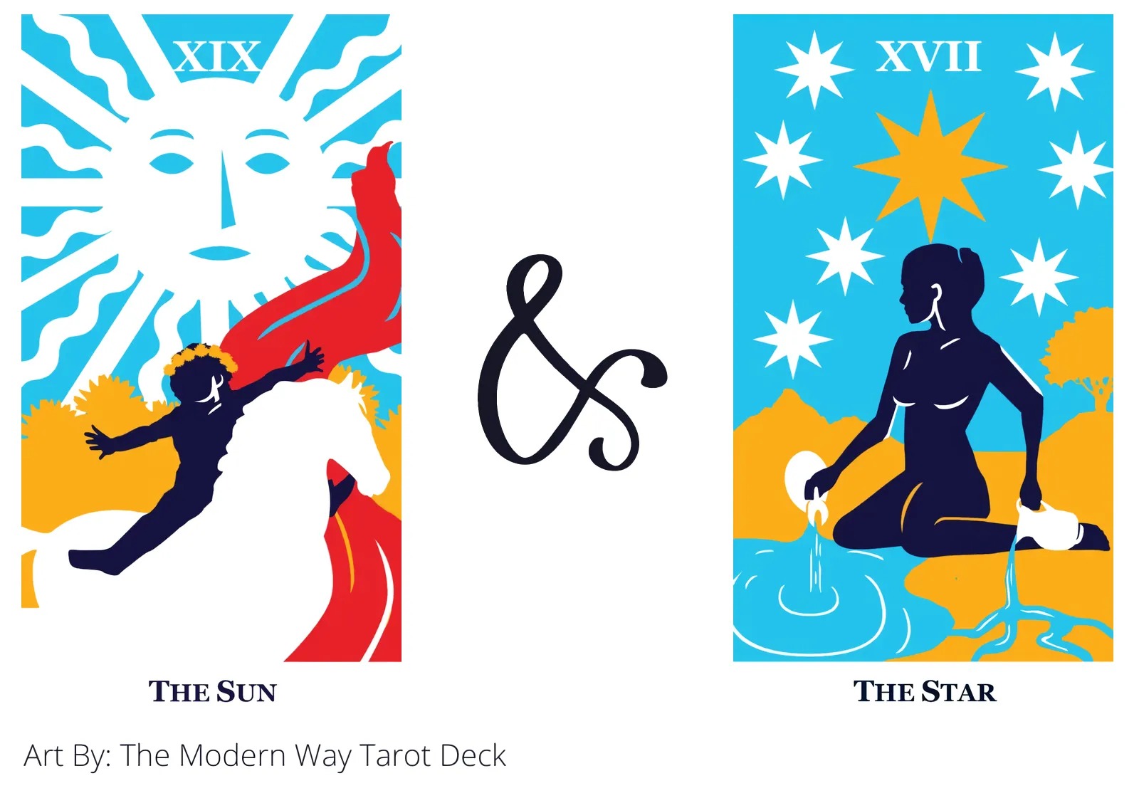 the sun and the star tarot cards together