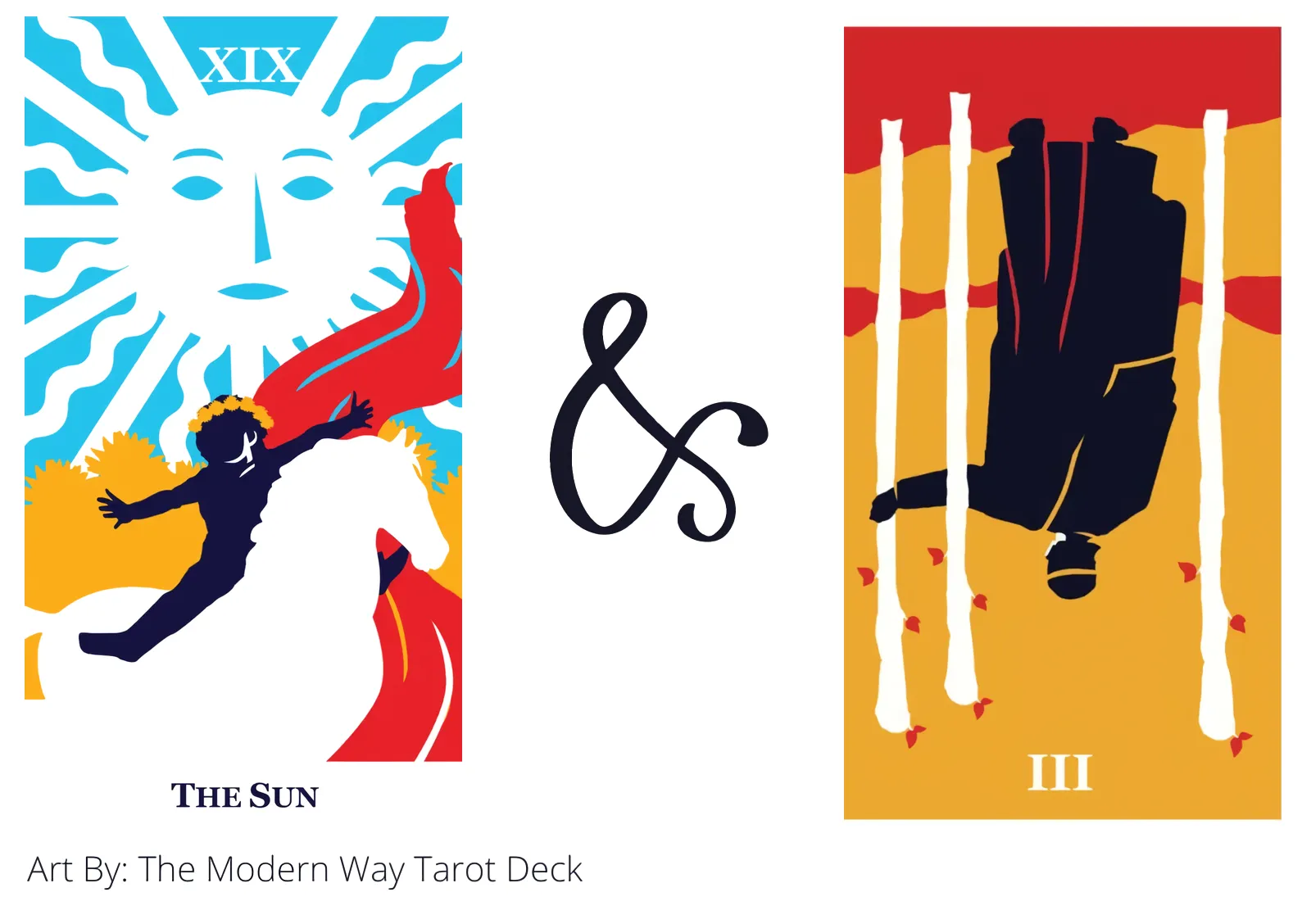 the sun and three of wands reversed tarot cards together