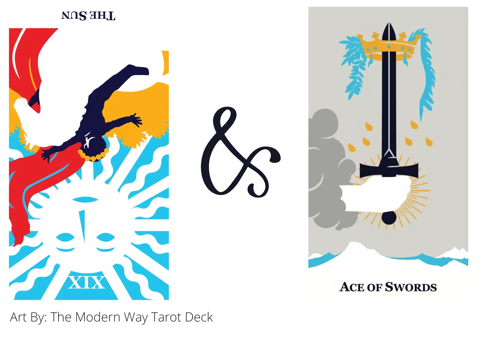 the sun reversed and ace of swords tarot cards together