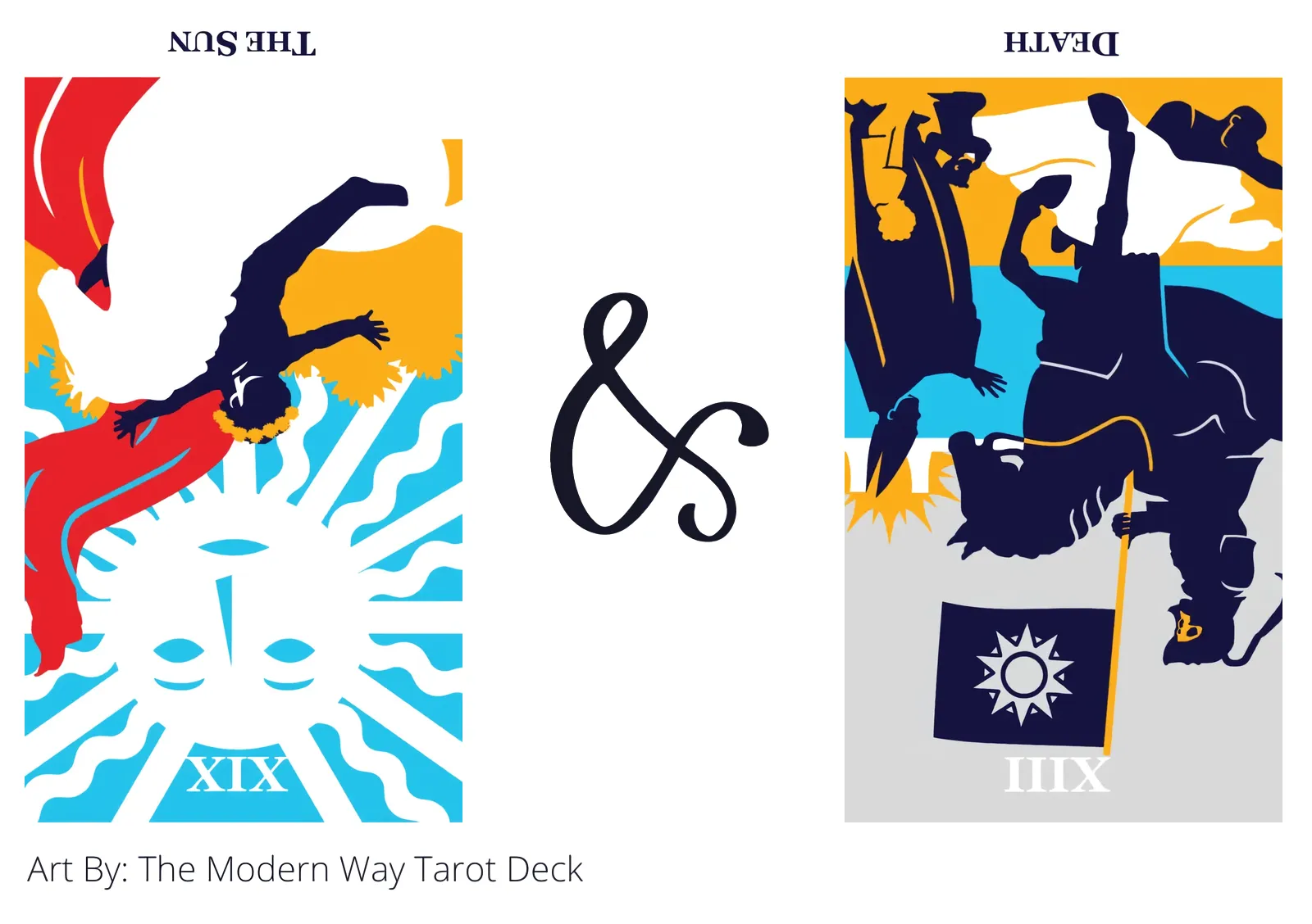 the sun reversed and death reversed tarot cards together