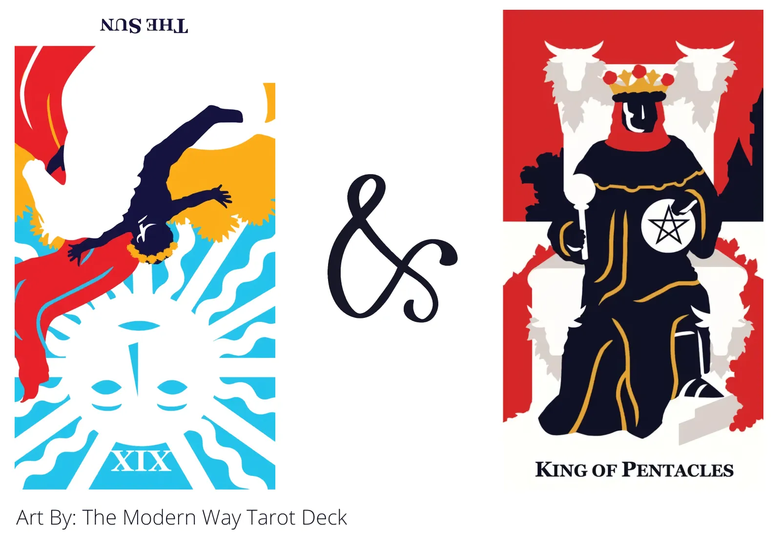 the sun reversed and king of pentacles tarot cards together