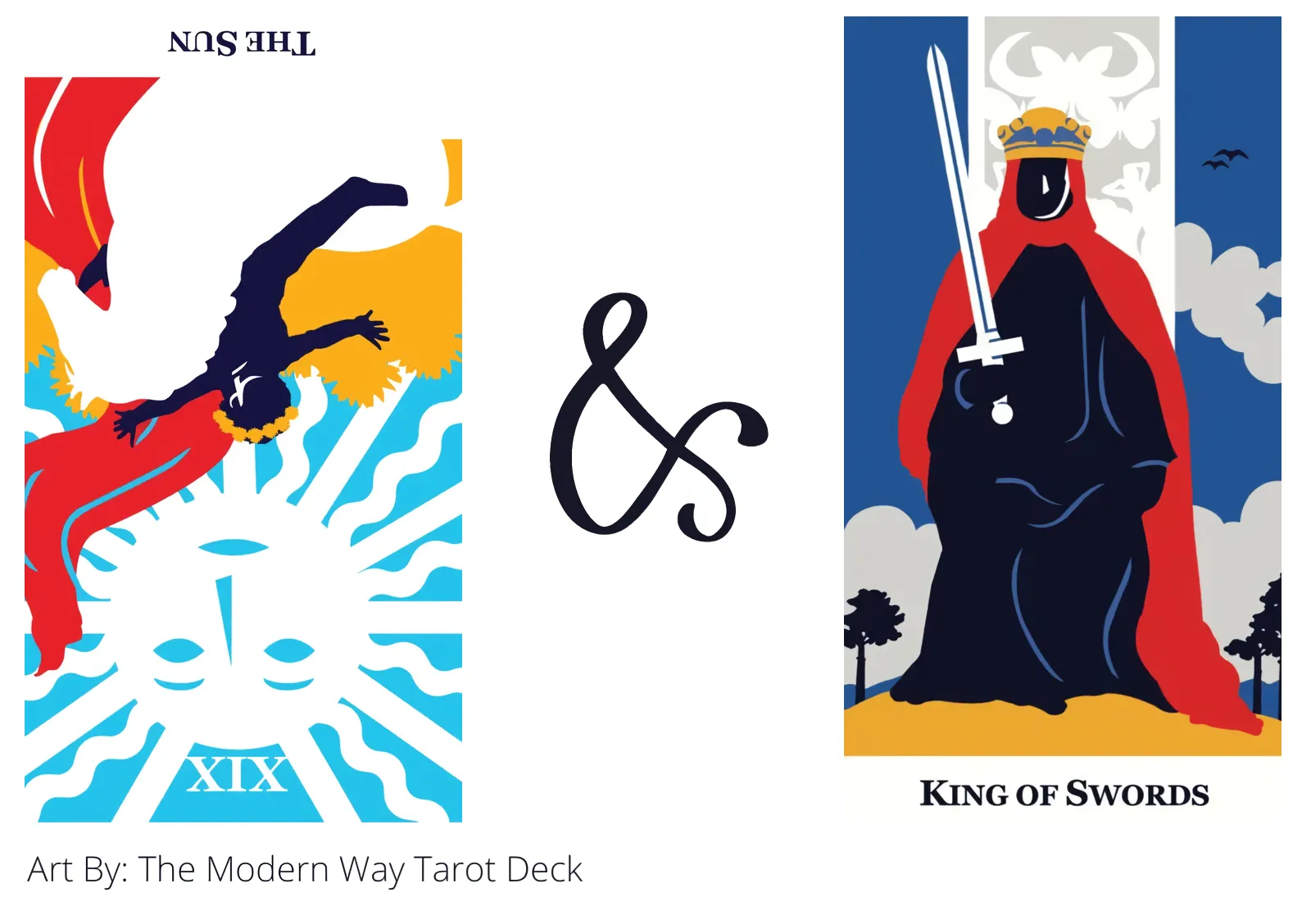 the sun reversed and king of swords tarot cards together
