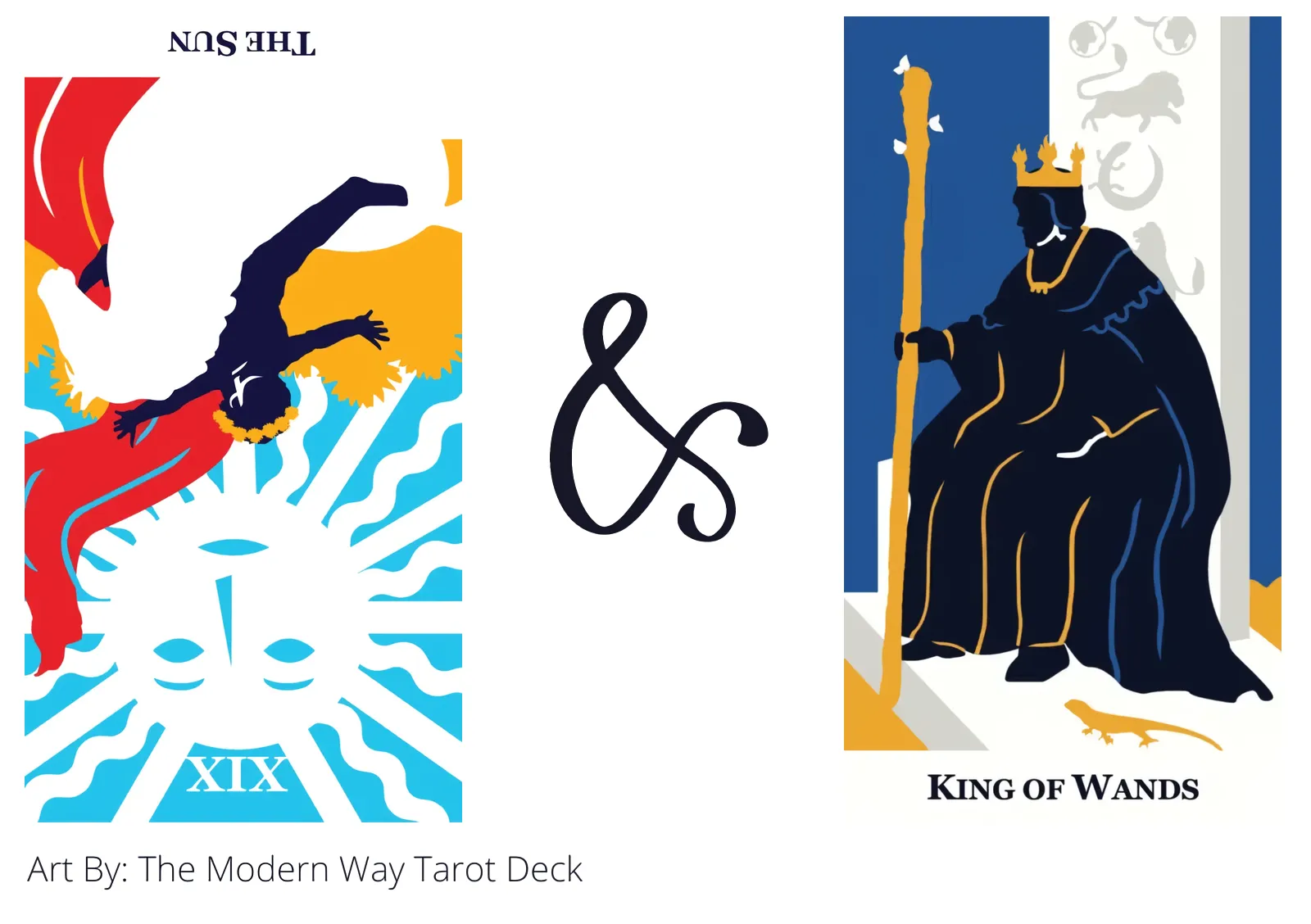 the sun reversed and king of wands tarot cards together