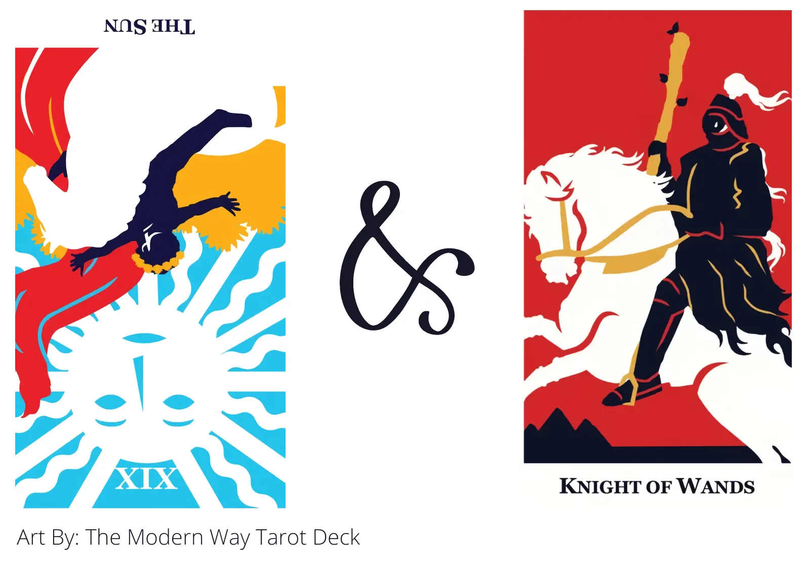 the sun reversed and knight of wands tarot cards together