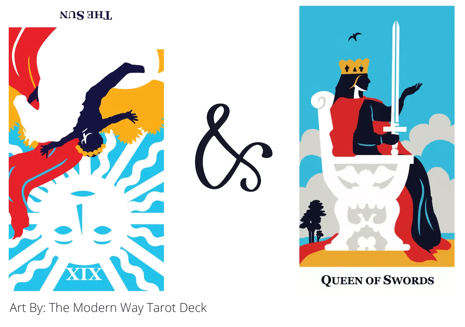 the sun reversed and queen of swords tarot cards together