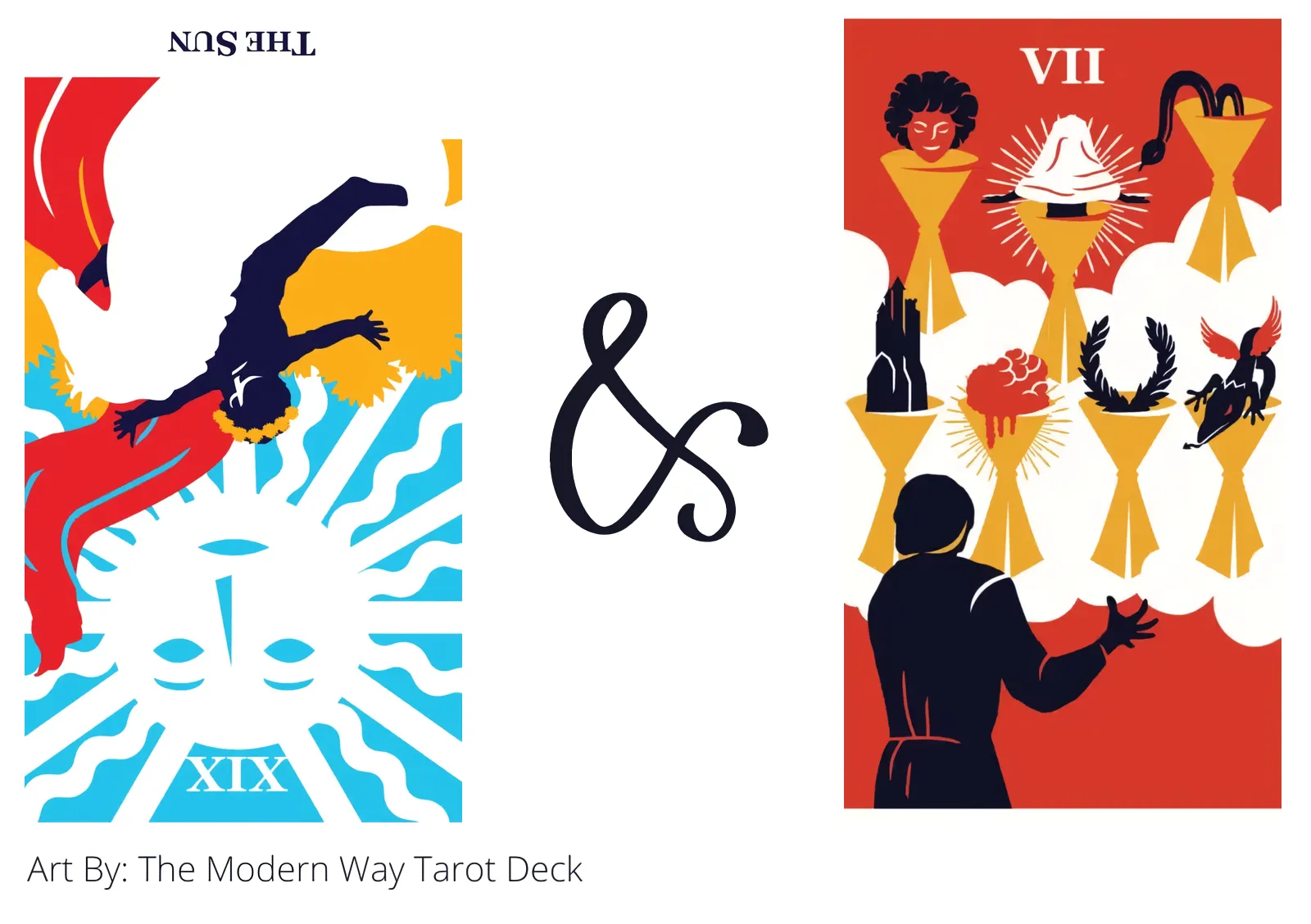 the sun reversed and seven of cups tarot cards together