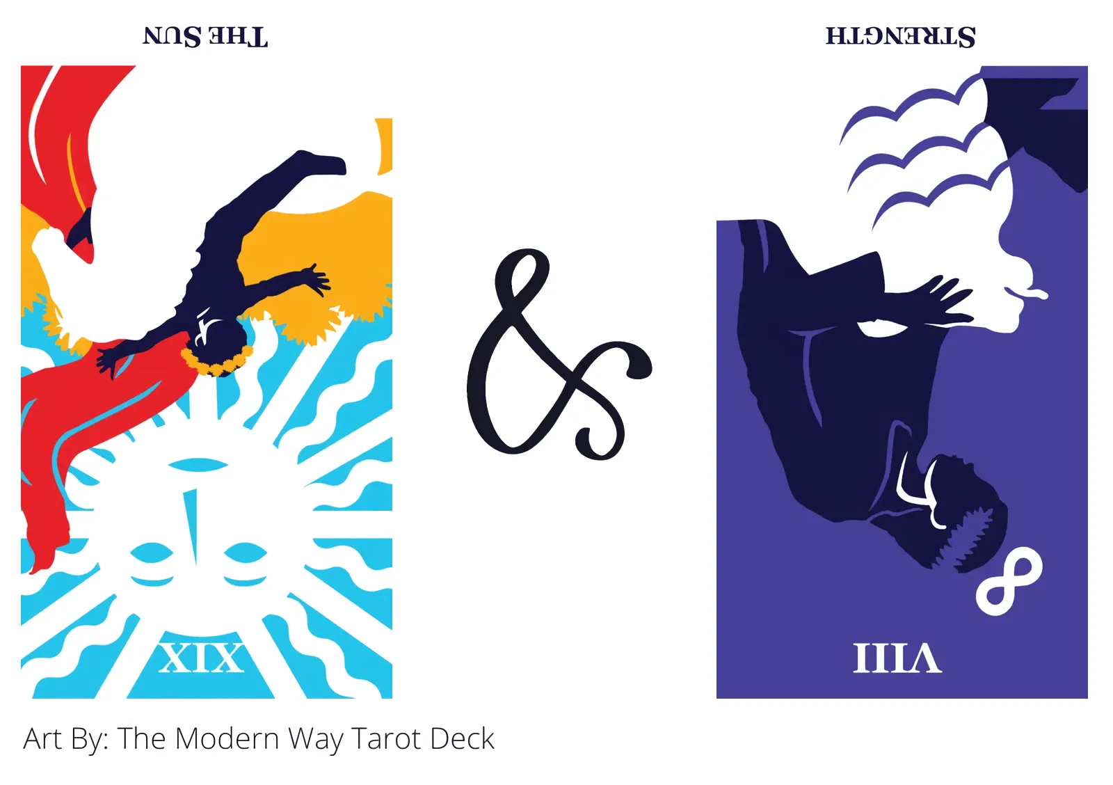 the sun reversed and strength reversed tarot cards together