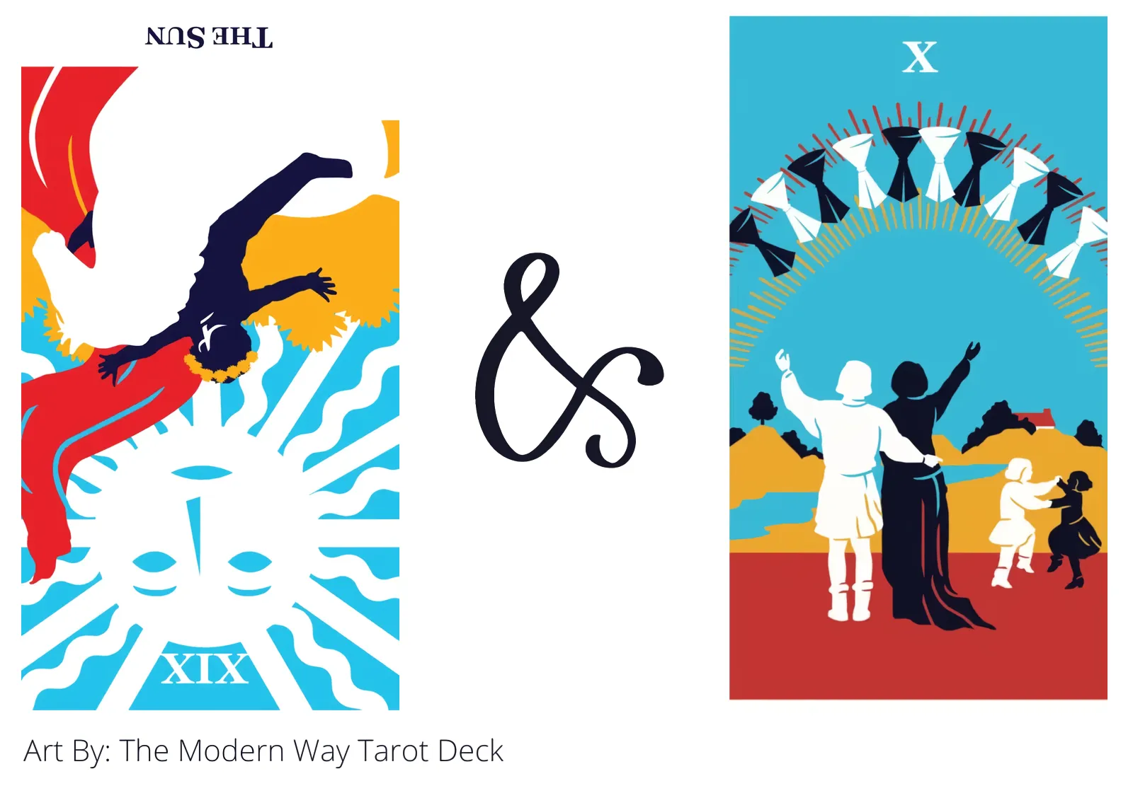 the sun reversed and ten of cups tarot cards together