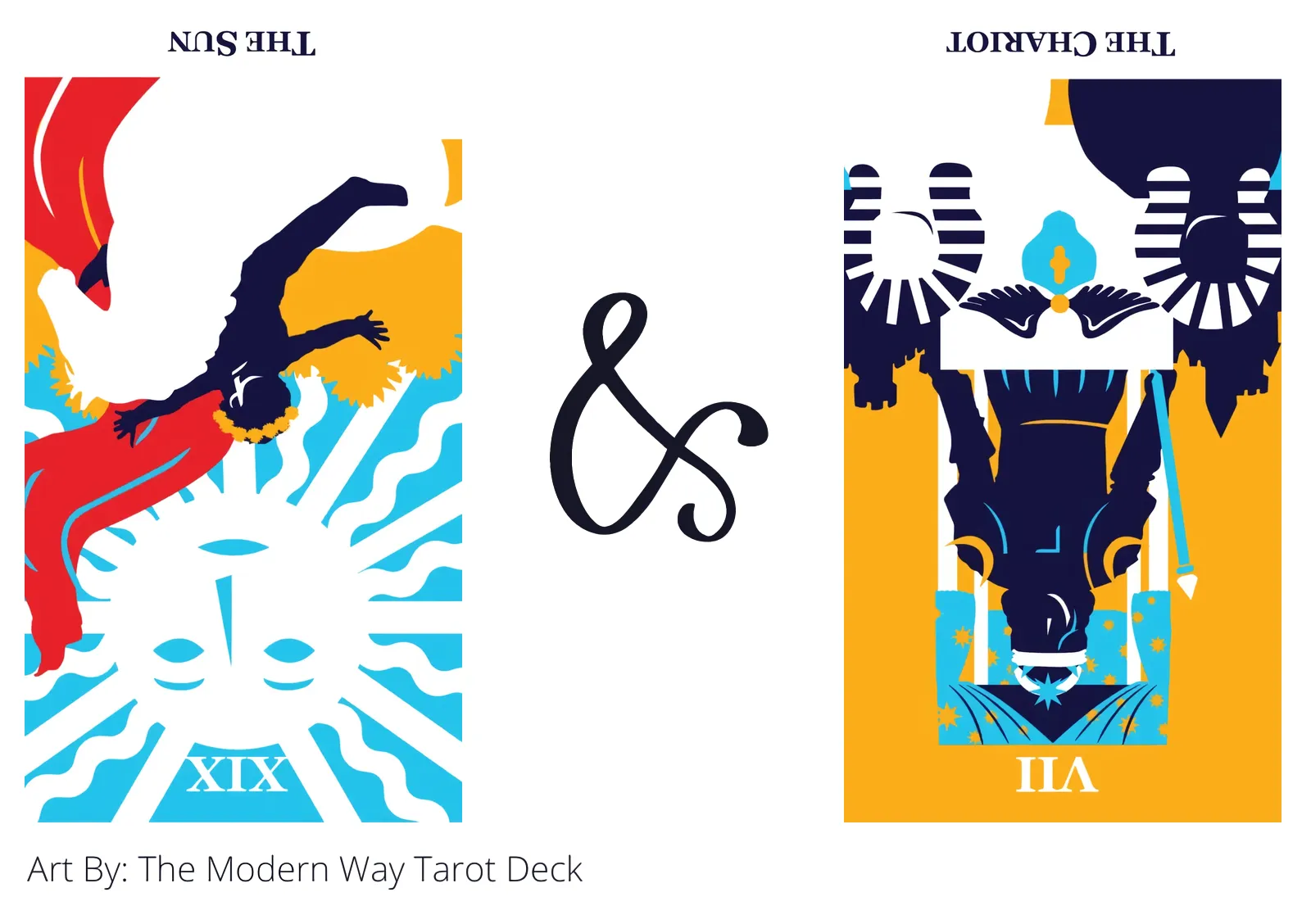 the sun reversed and the chariot reversed tarot cards together