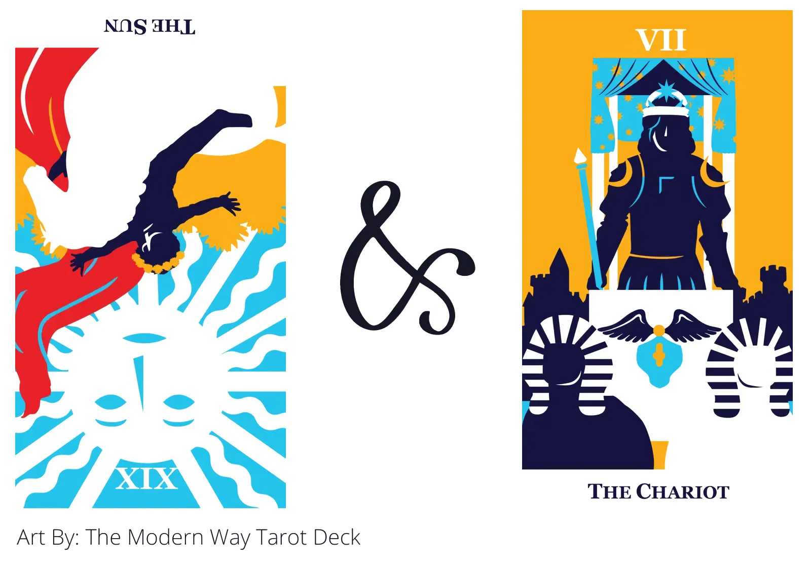 the sun reversed and the chariot tarot cards together