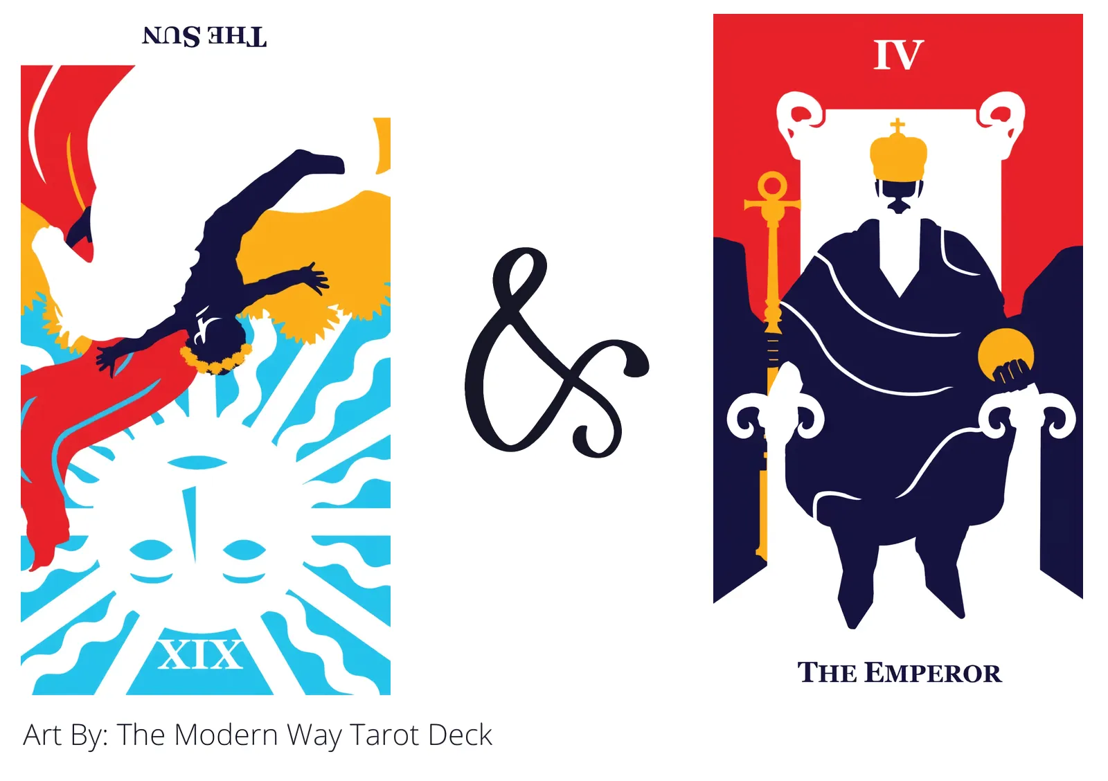 the sun reversed and the emperor tarot cards together