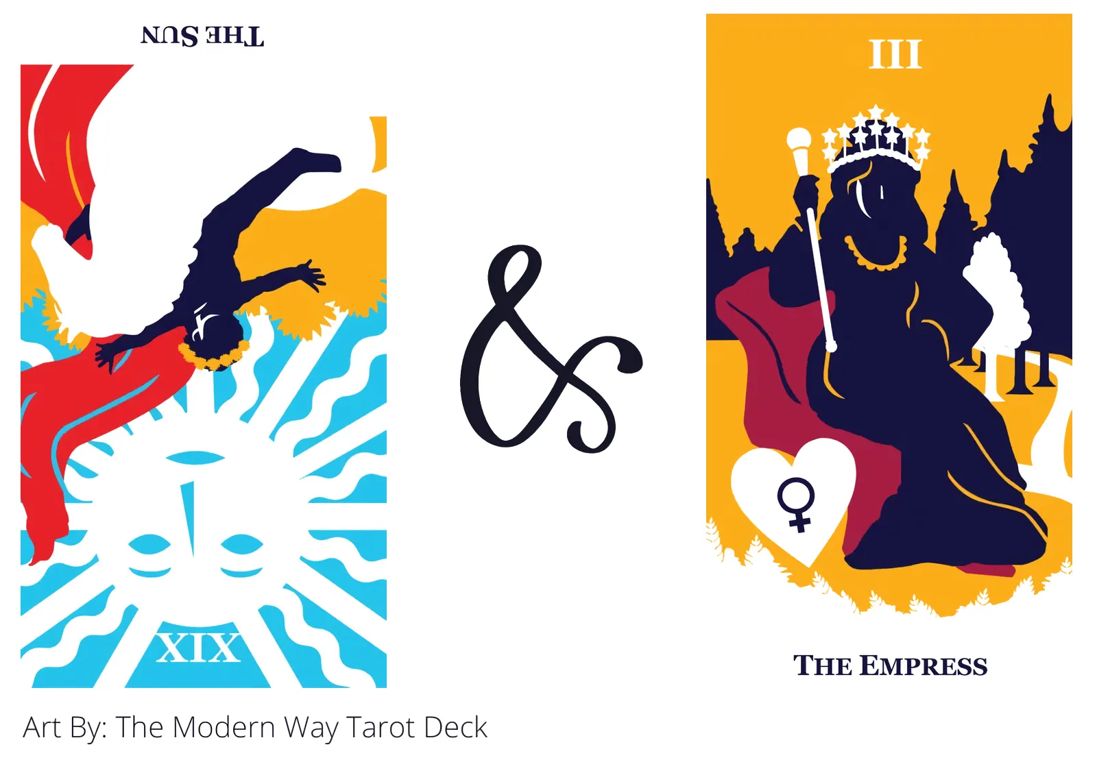 the sun reversed and the empress tarot cards together