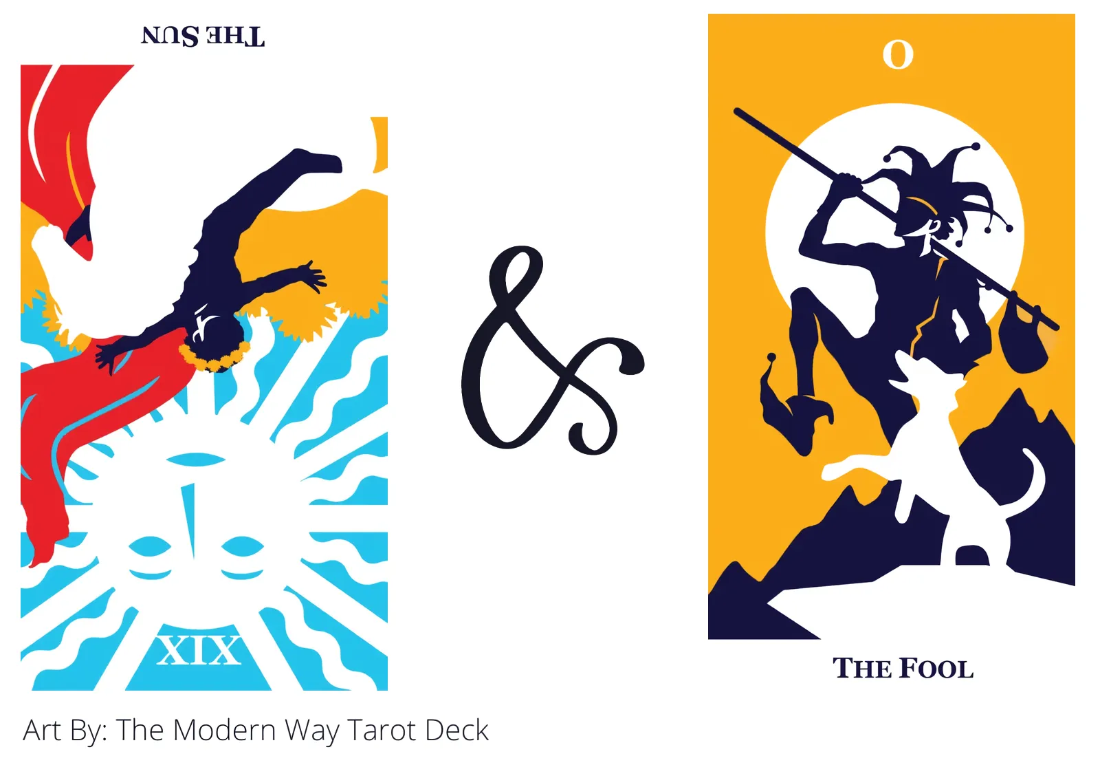 the sun reversed and the fool tarot cards together