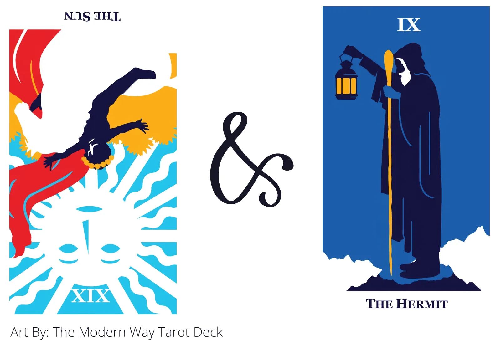 the sun reversed and the hermit tarot cards together