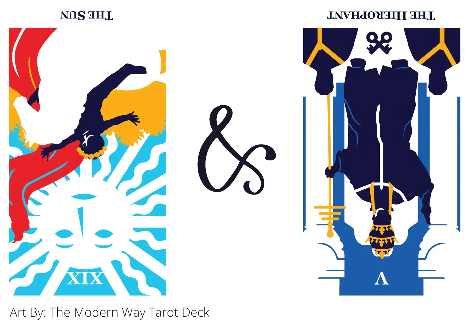 the sun reversed and the hierophant reversed tarot cards together