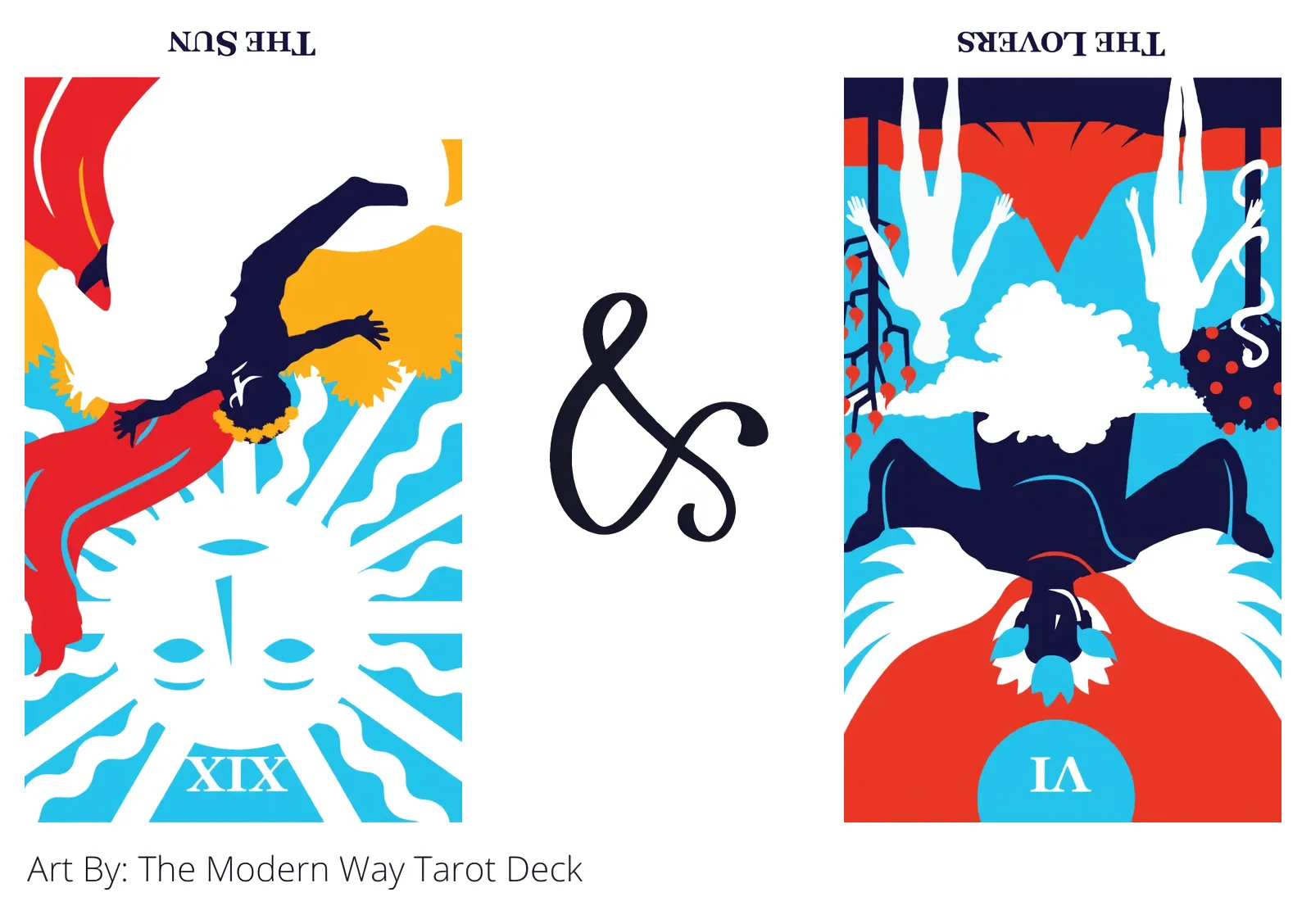 the sun reversed and the lovers reversed tarot cards together