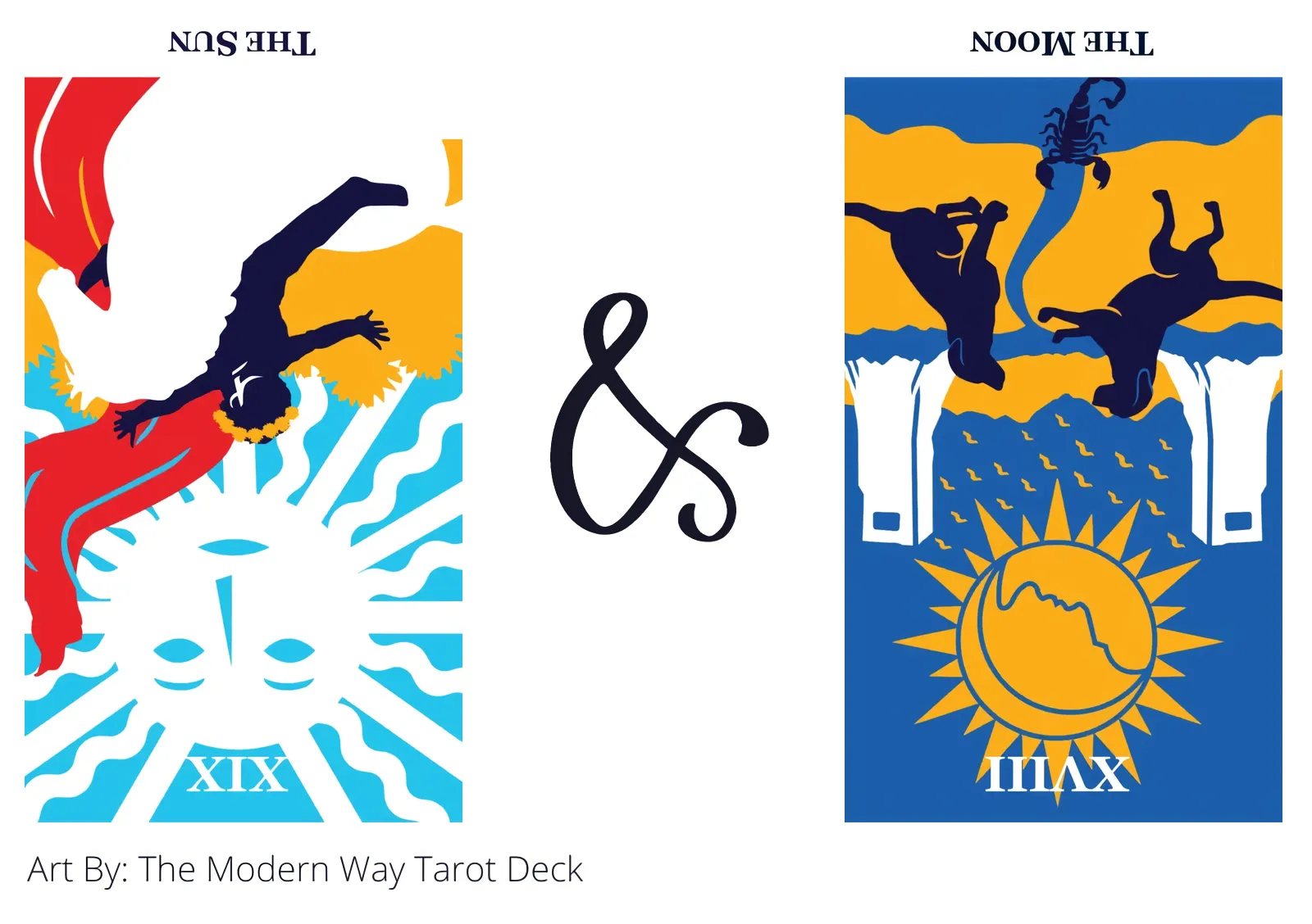 the sun reversed and the moon reversed tarot cards together
