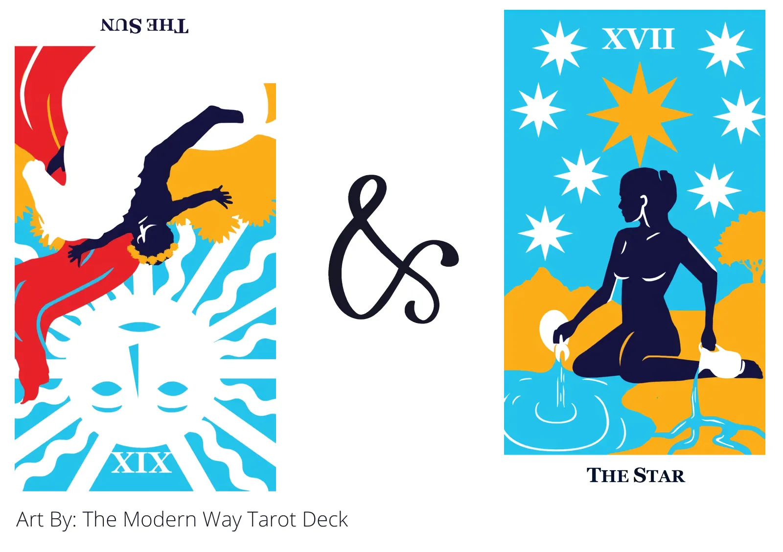 the sun reversed and the star tarot cards together