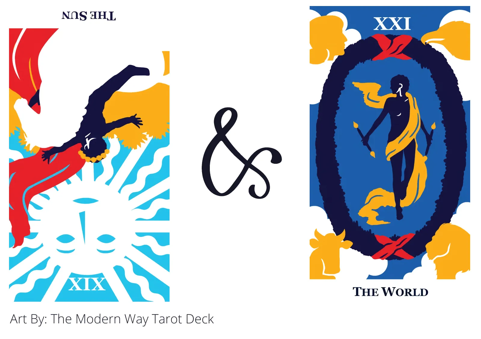 the sun reversed and the world tarot cards together