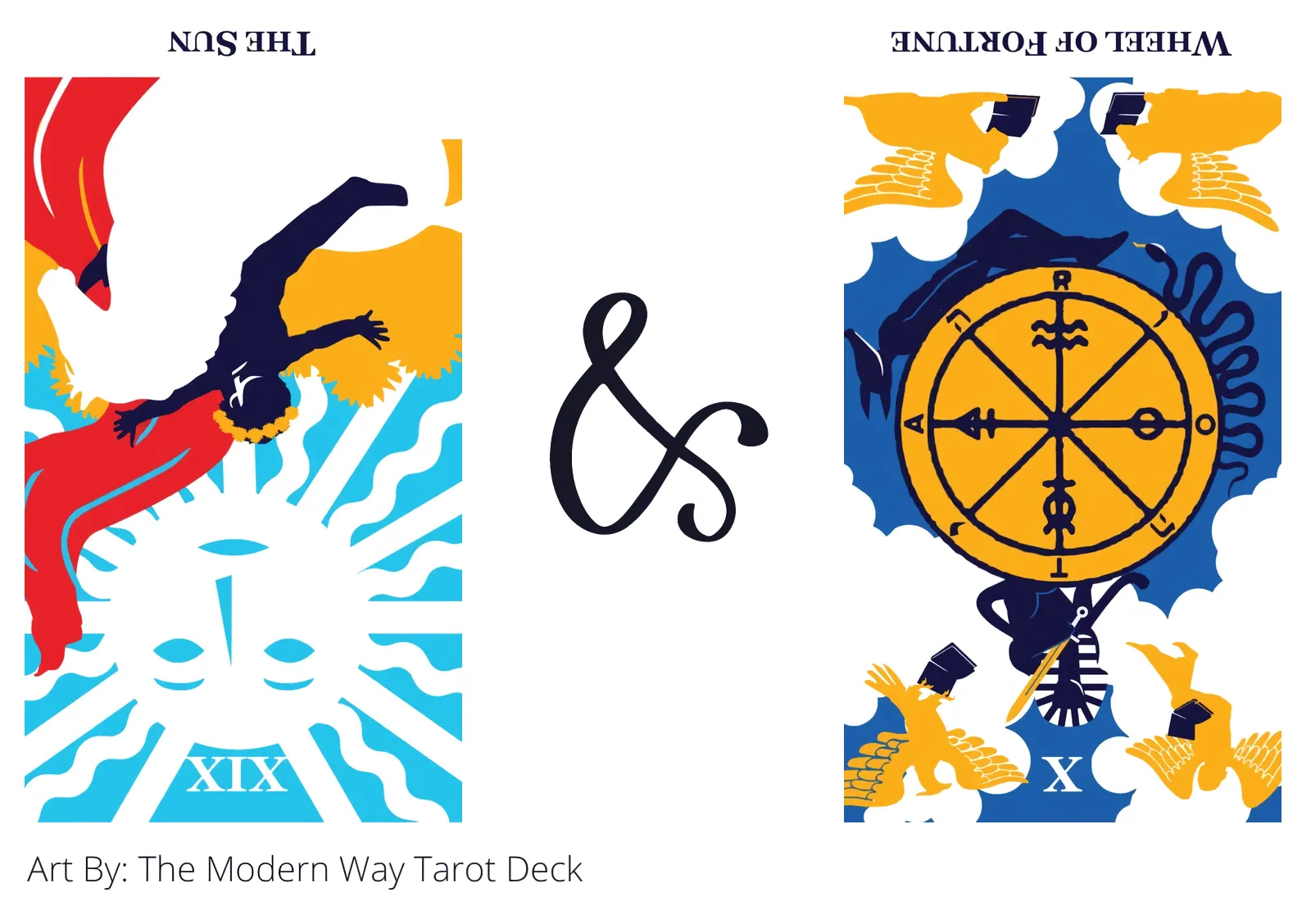 the sun reversed and wheel of fortune reversed tarot cards together