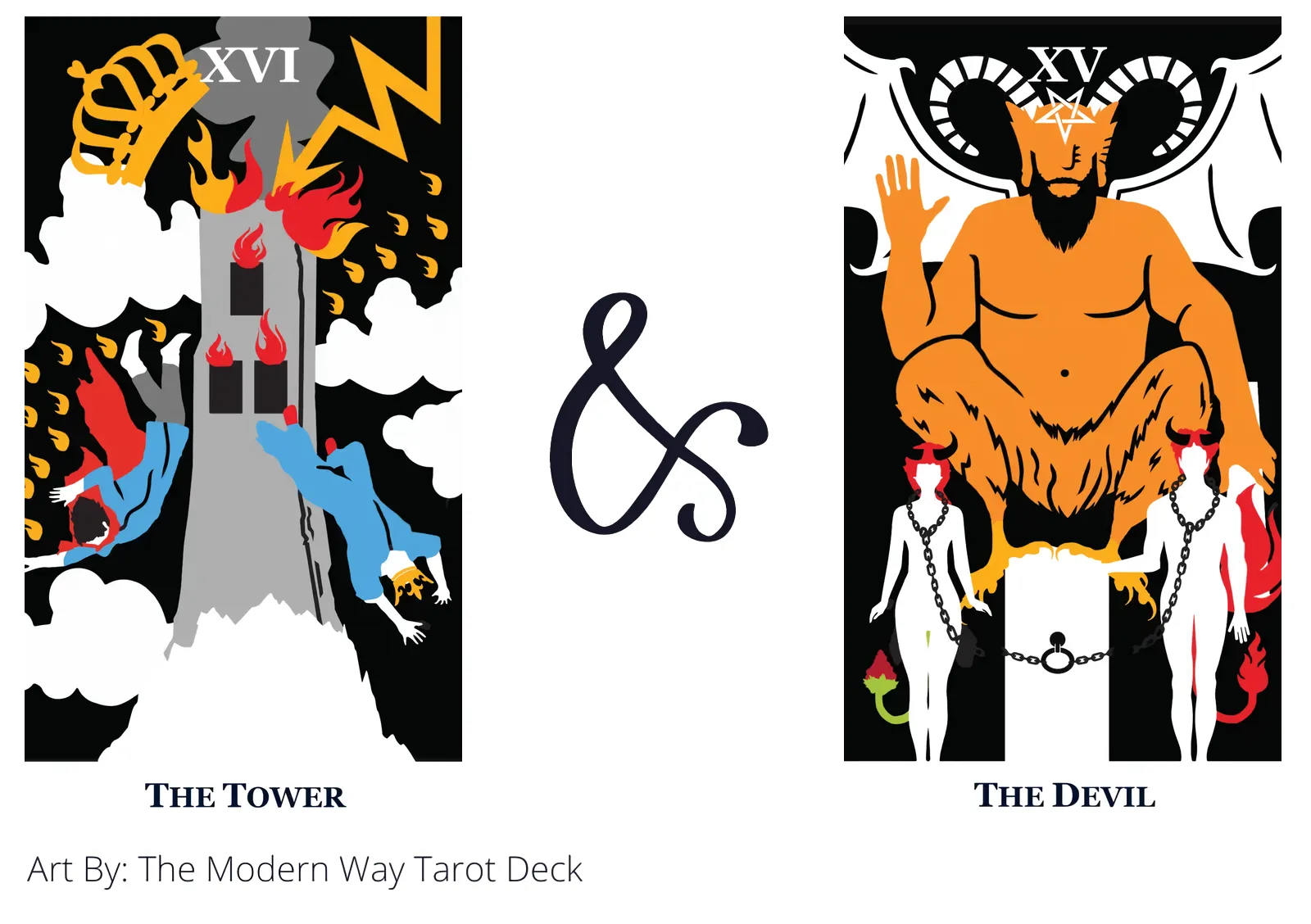 the tower and the devil tarot cards together