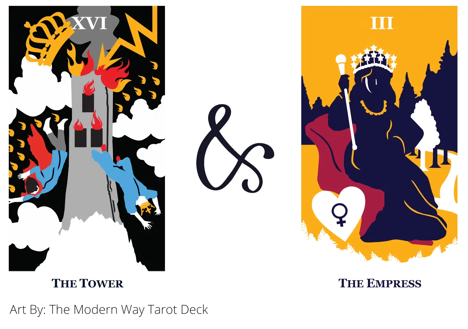 the tower and the empress tarot cards together