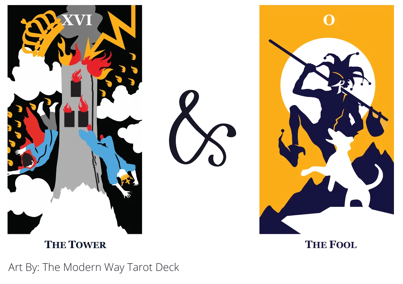 the tower and the fool tarot cards together