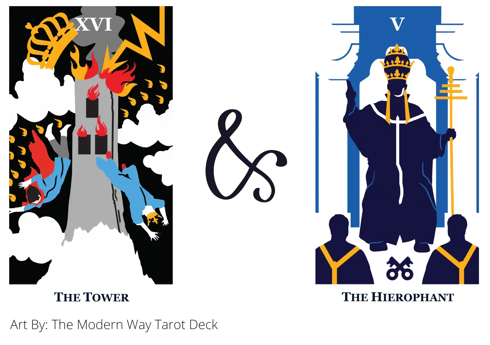 the tower and the hierophant tarot cards together