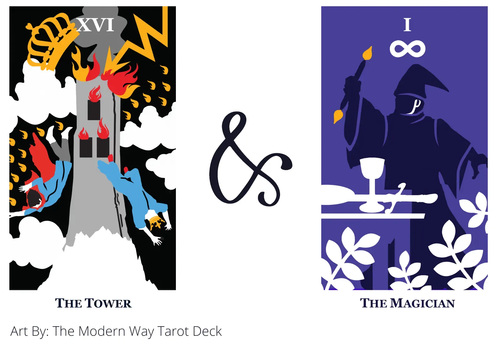 the tower and the magician tarot cards together