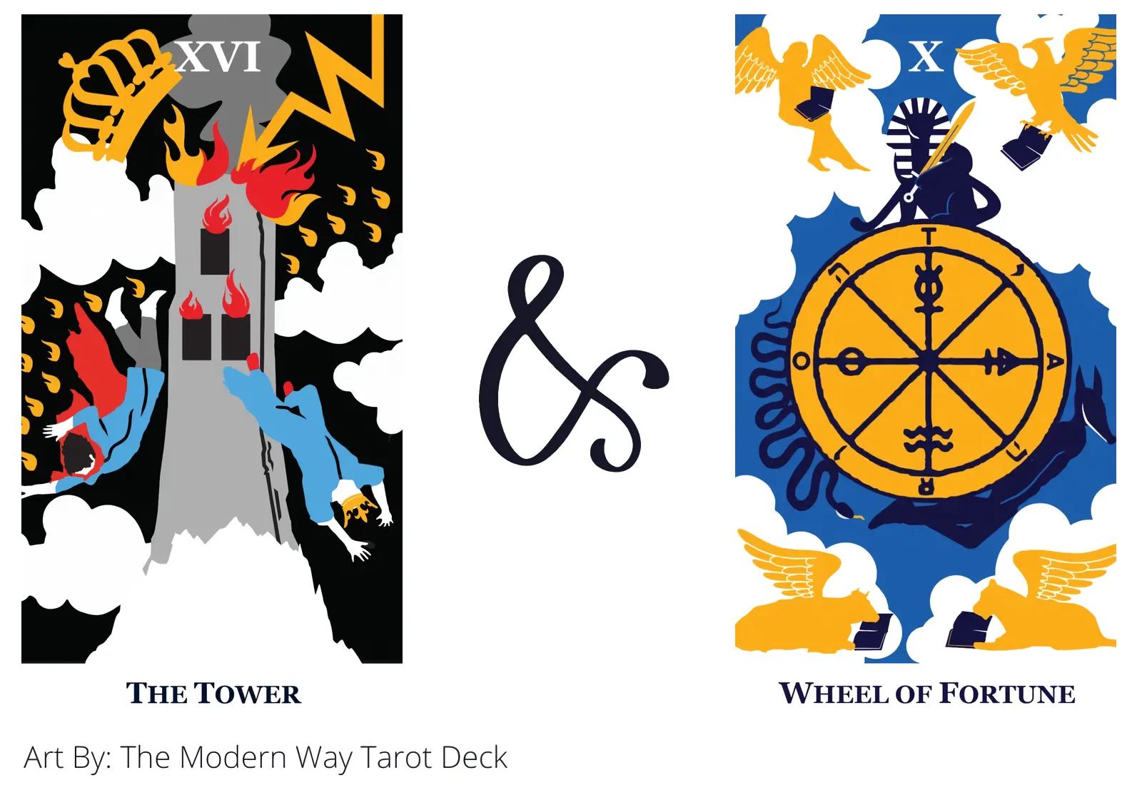 the tower and wheel of fortune tarot cards together