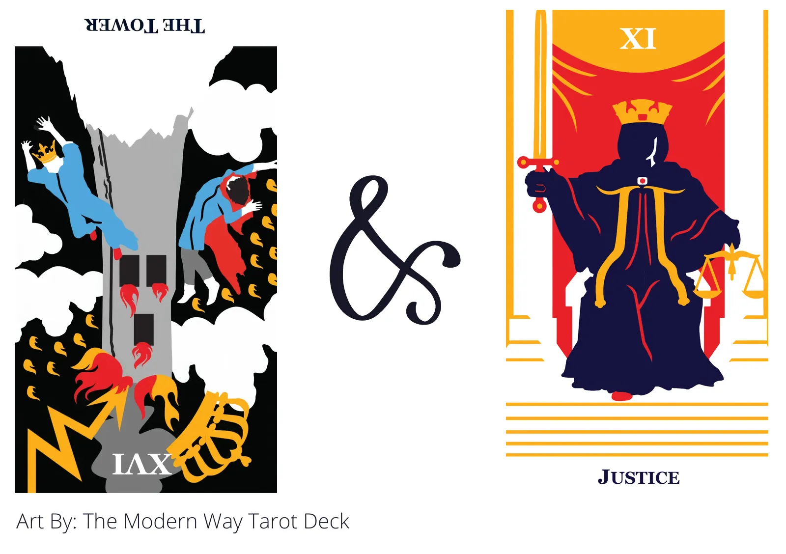 the tower reversed and justice tarot cards together