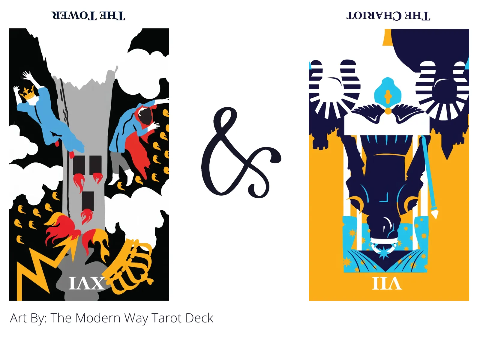the tower reversed and the chariot reversed tarot cards together