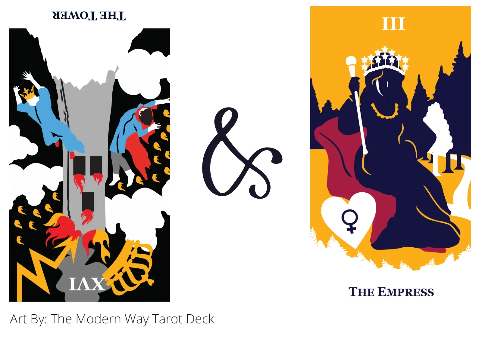 the tower reversed and the empress tarot cards together