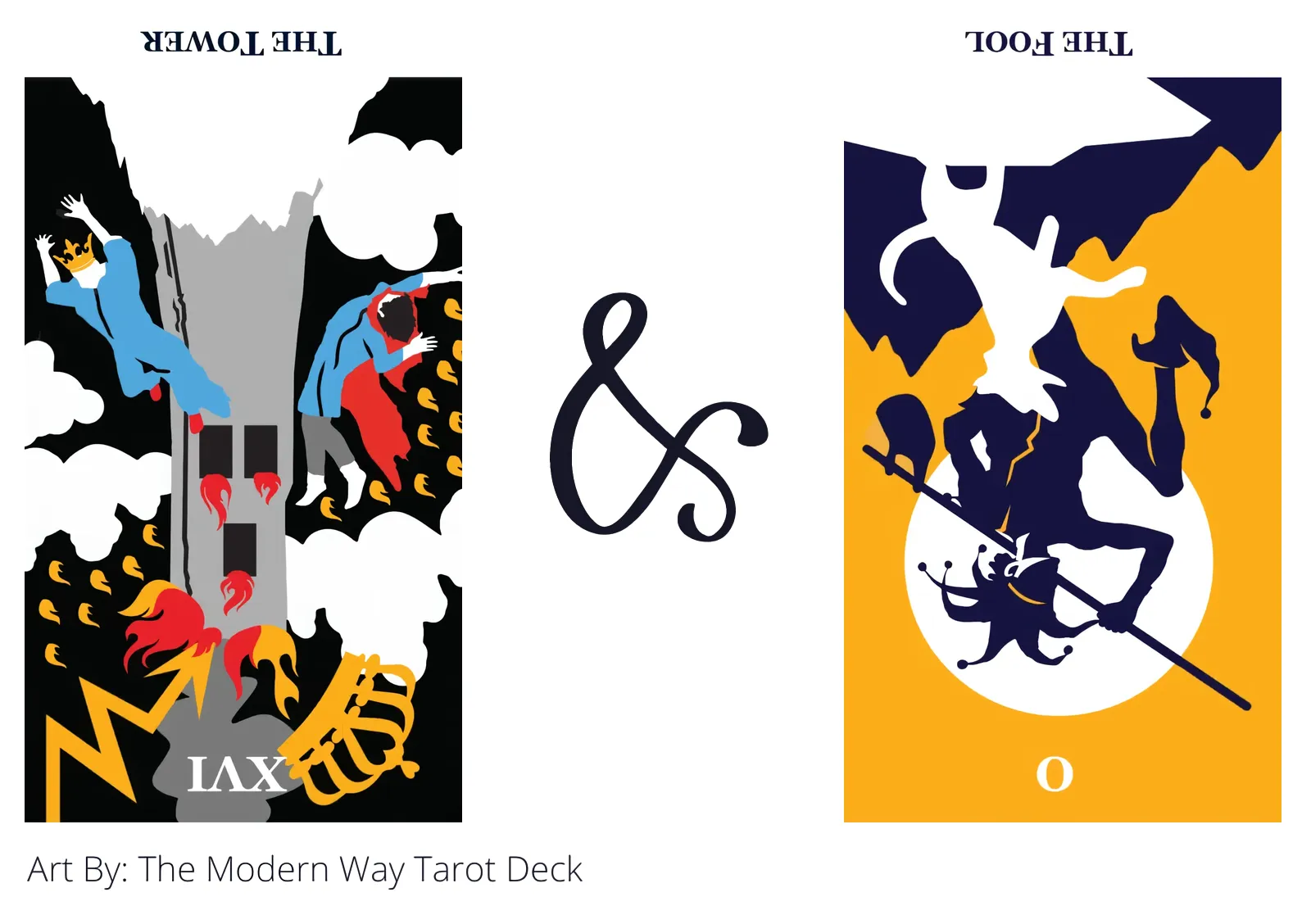 the tower reversed and the fool reversed tarot cards together