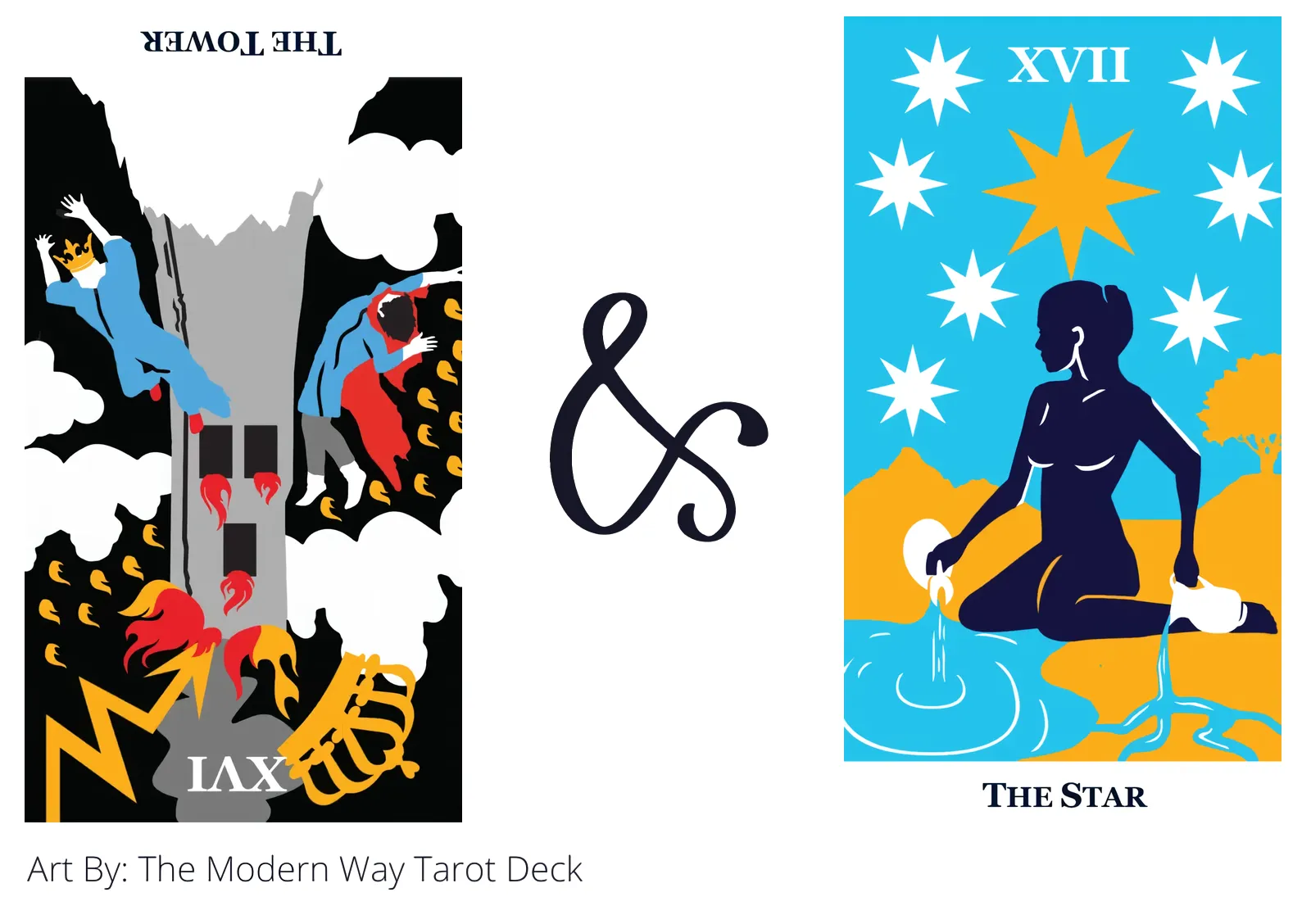 the tower reversed and the star tarot cards together