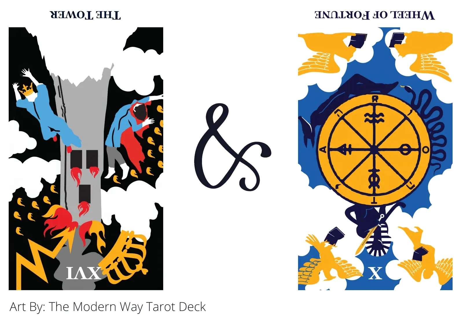 the tower reversed and wheel of fortune reversed tarot cards together