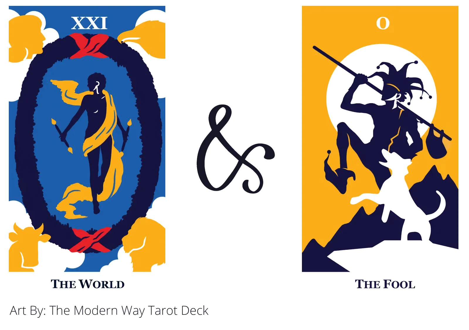 the world and the fool tarot cards together