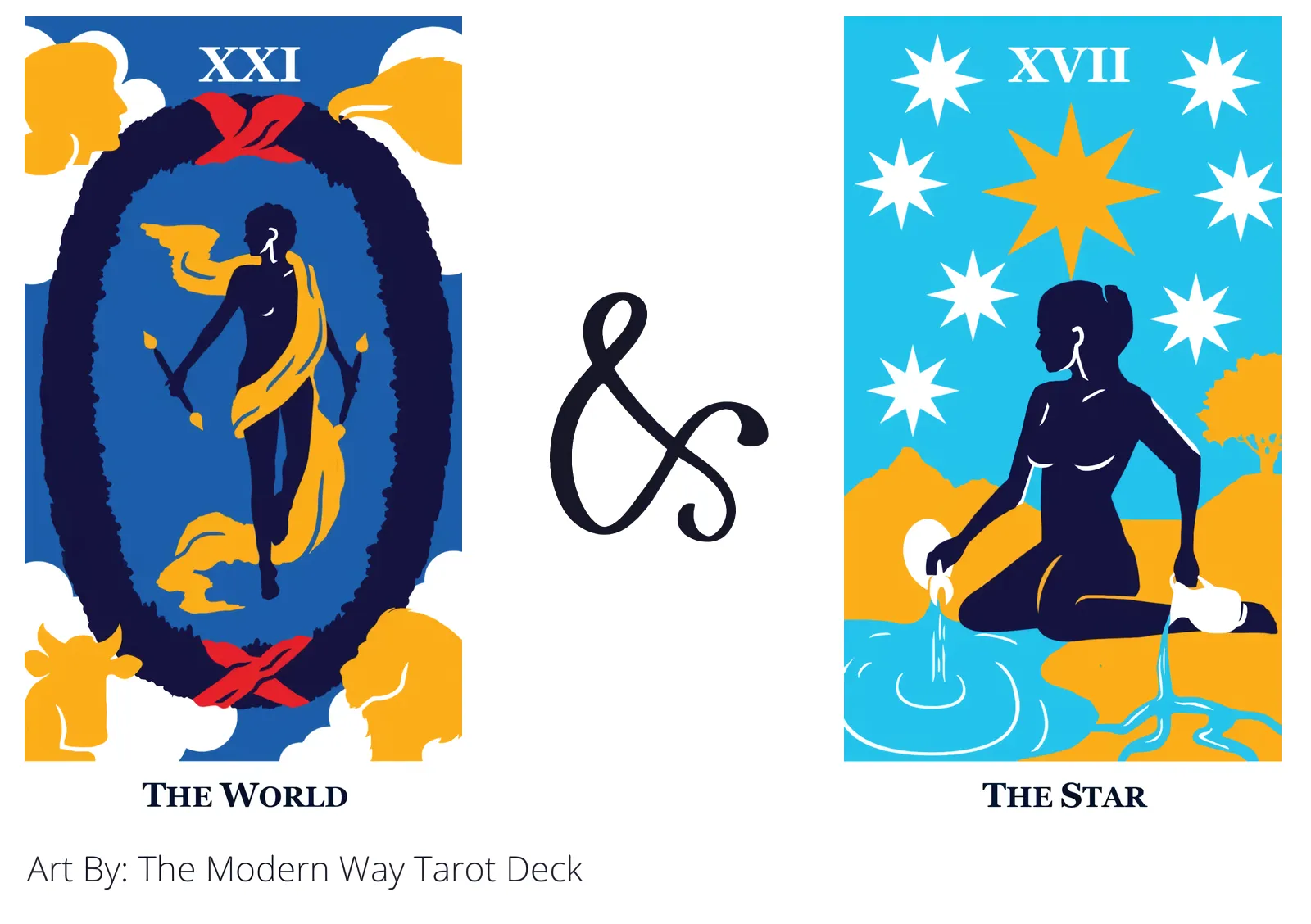 the world and the star tarot cards together