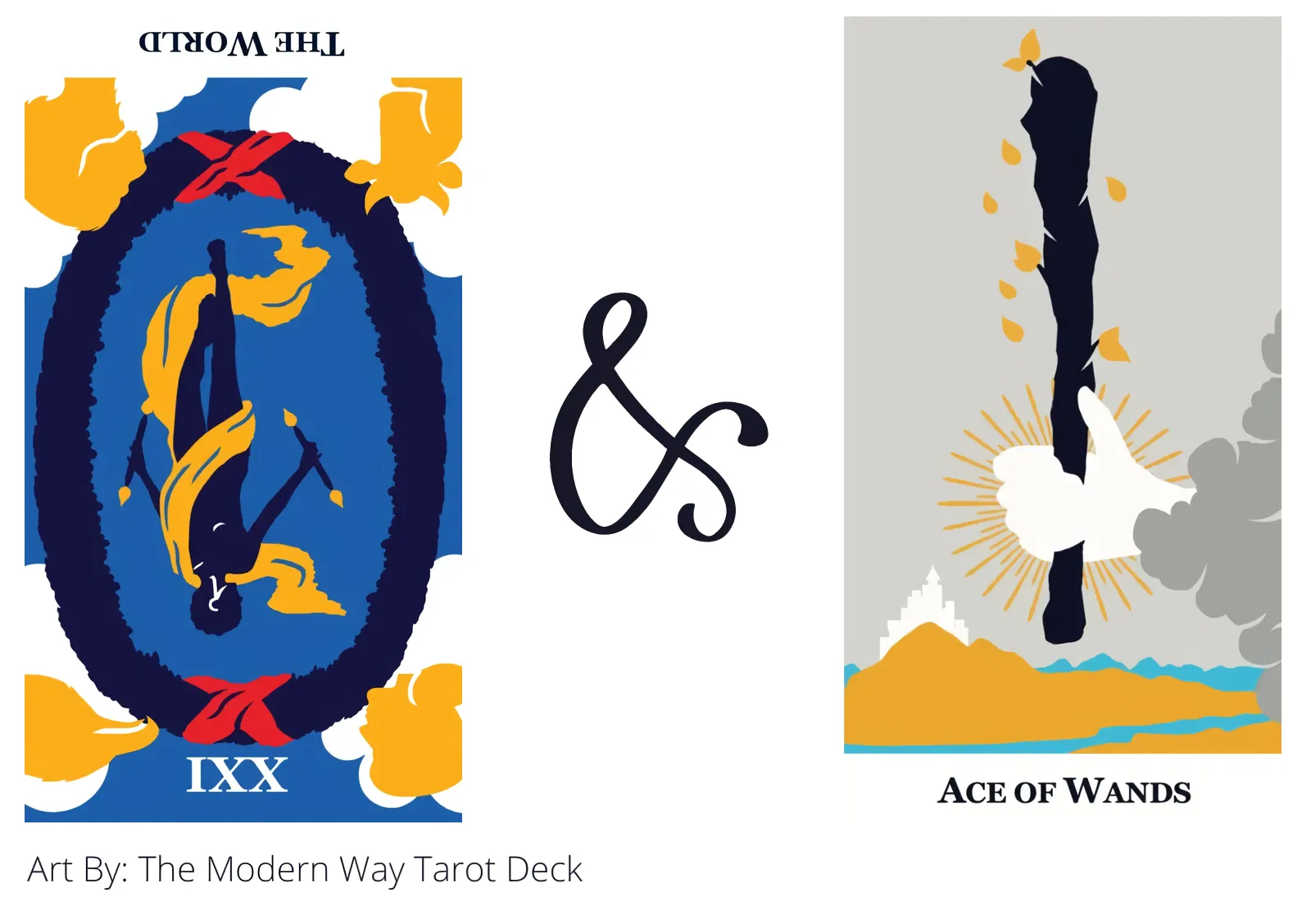 the world reversed and ace of wands tarot cards together