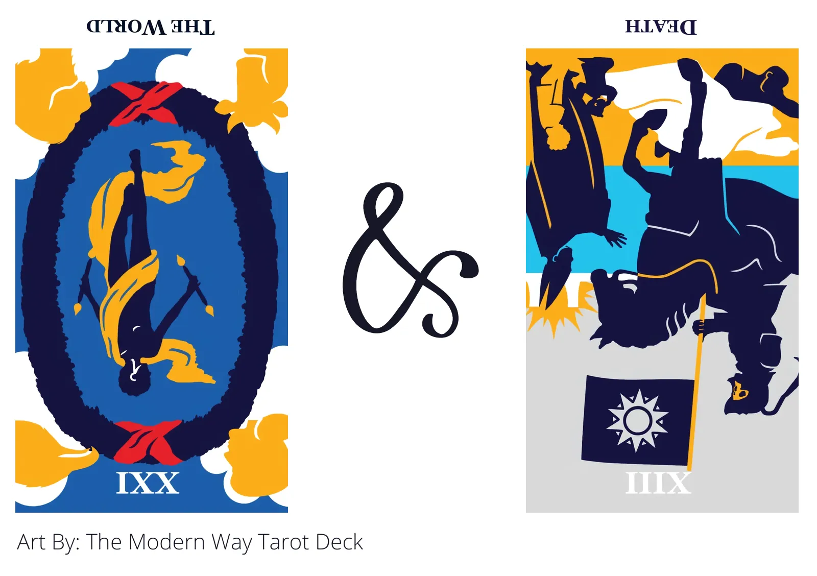 the world reversed and death reversed tarot cards together