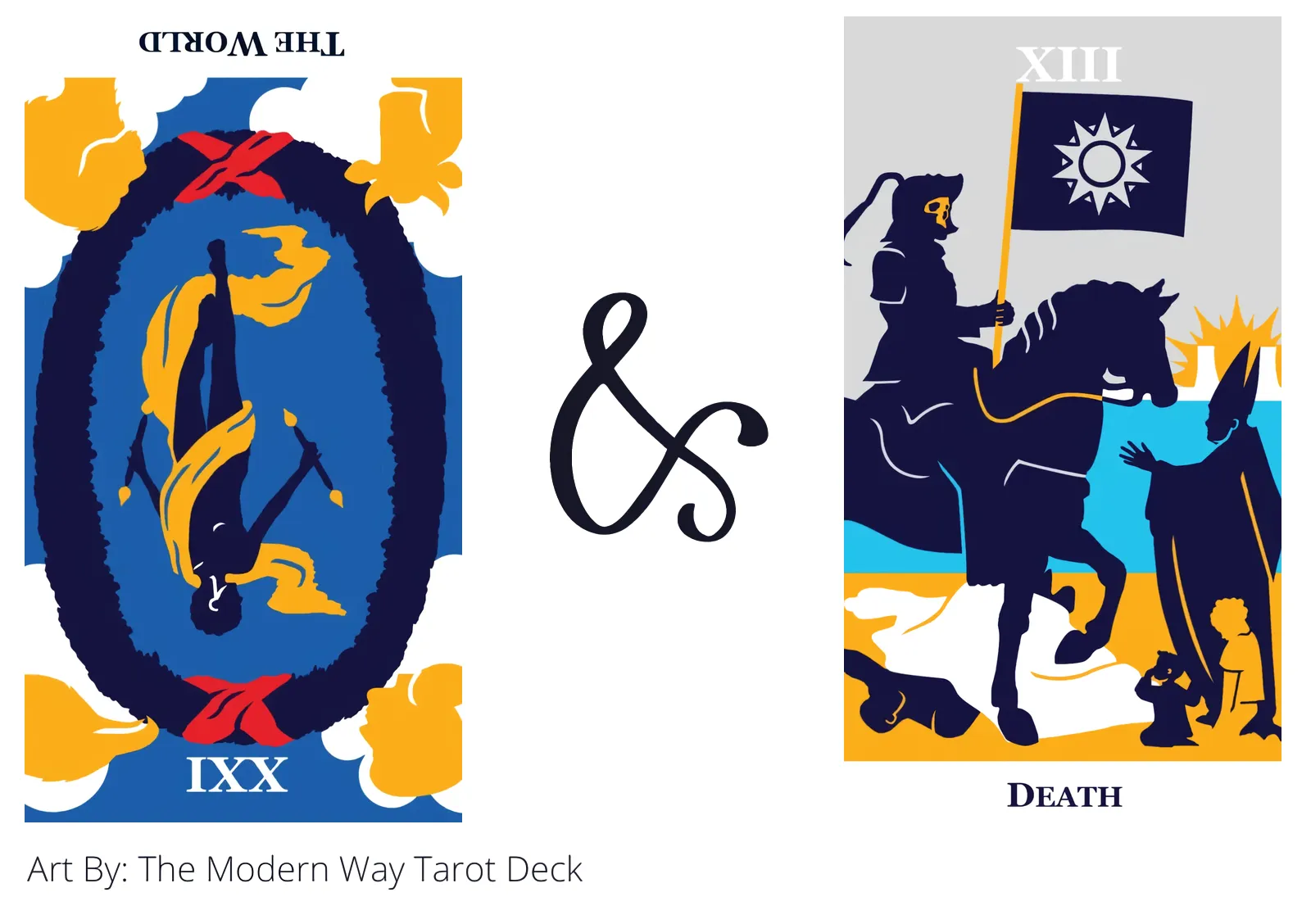 the world reversed and death tarot cards together