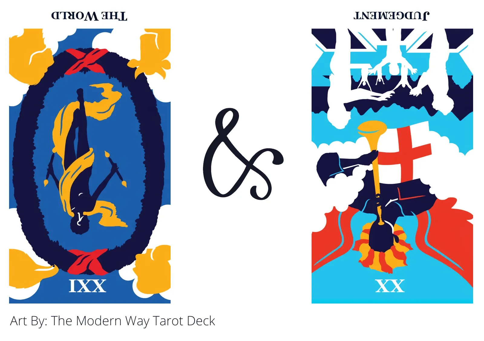 the world reversed and judgement reversed tarot cards together