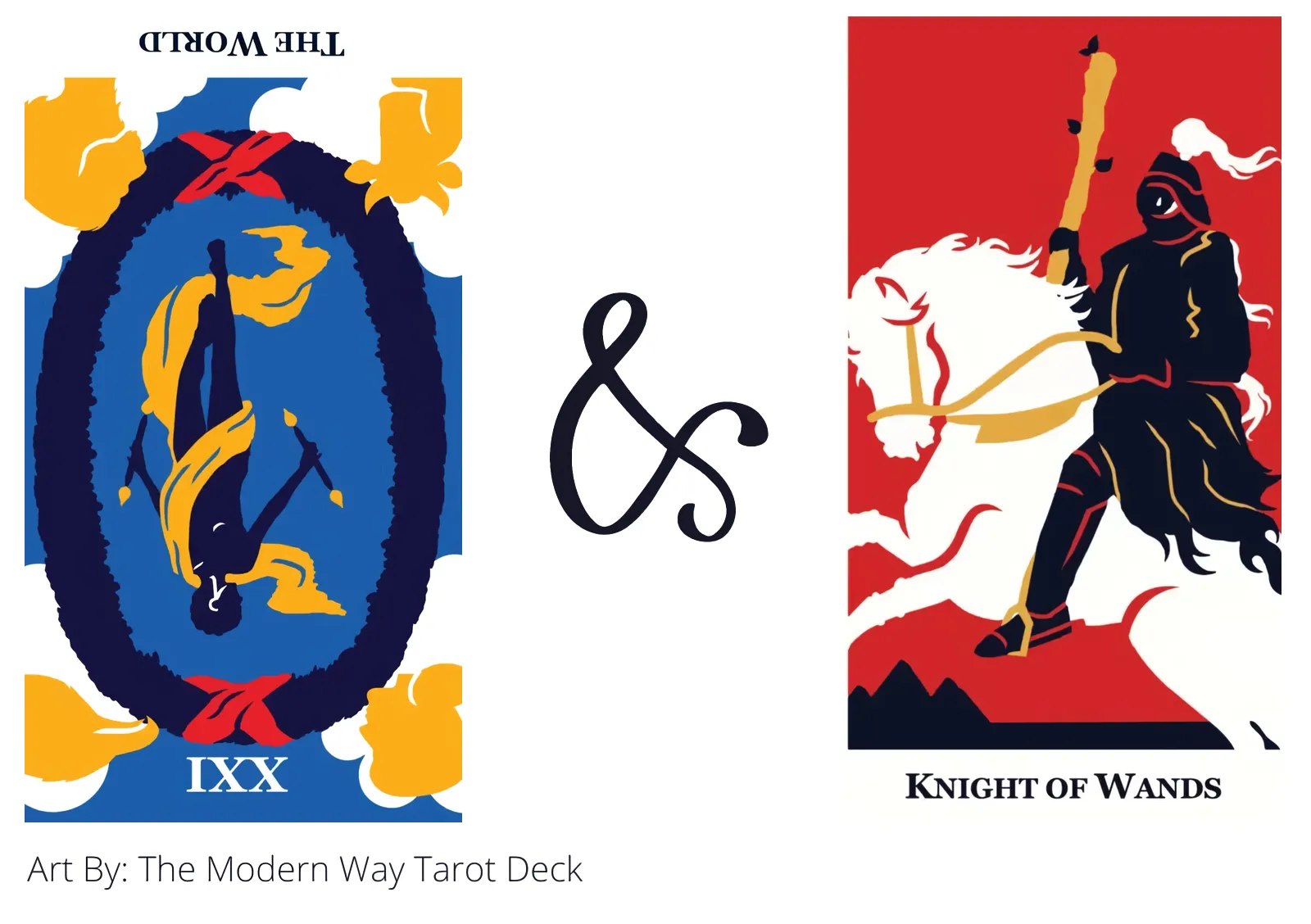the world reversed and knight of wands tarot cards together