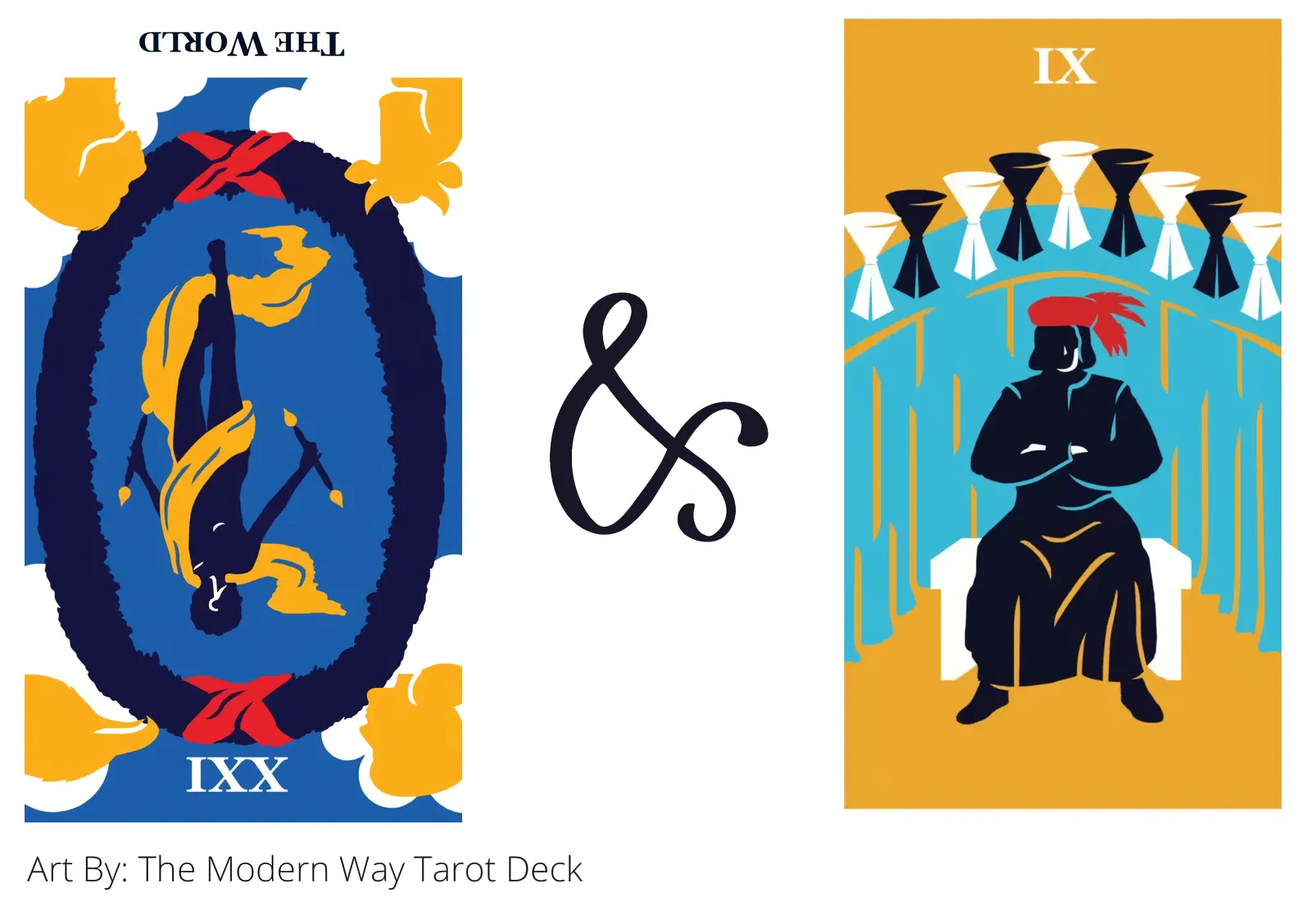 the world reversed and nine of cups tarot cards together