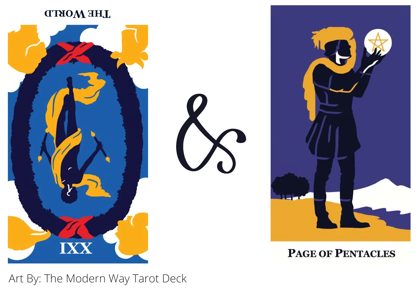 the world reversed and page of pentacles tarot cards together