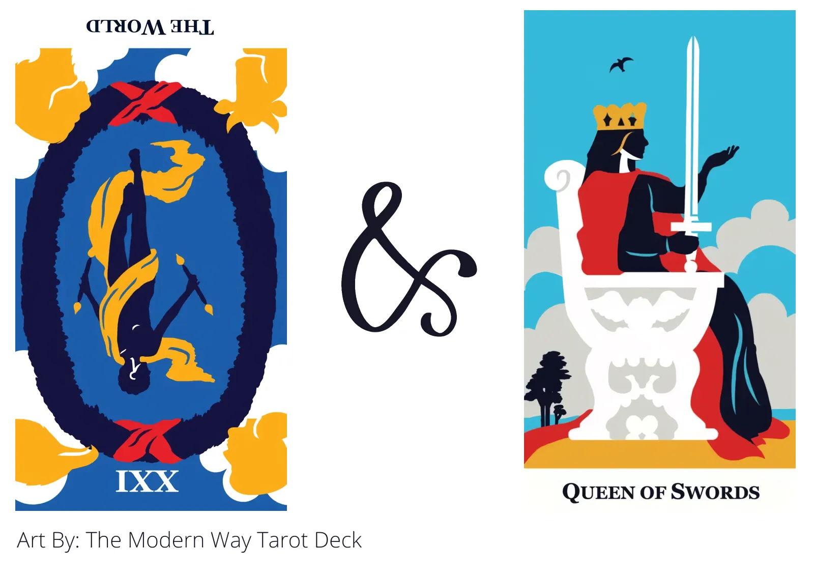 the world reversed and queen of swords tarot cards together